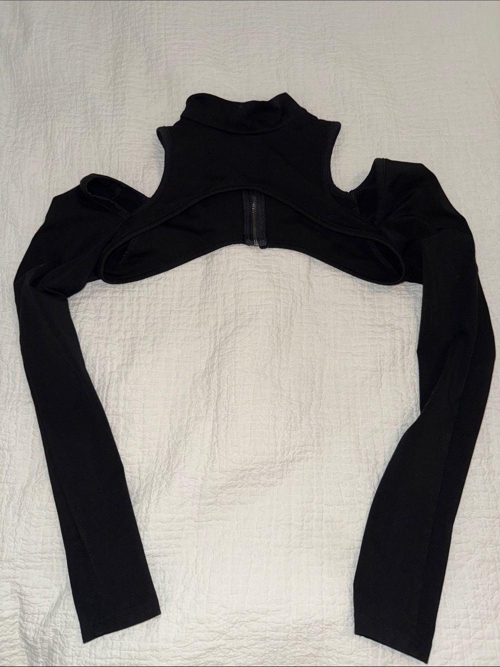 I.AM.GIA Black Cold-Shoulder Long Sleeve Crop Top